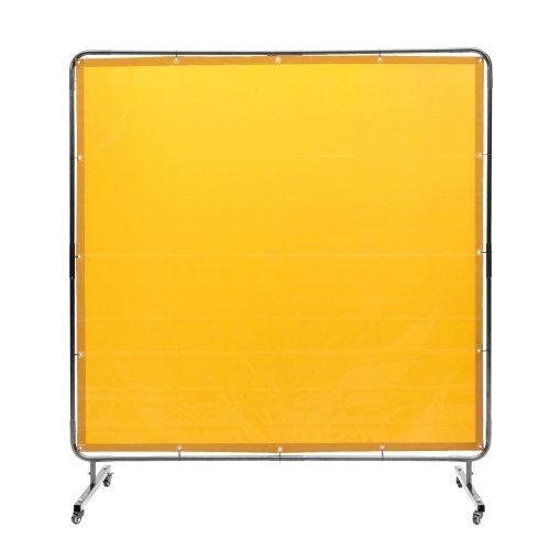 VEVOR sveiseskjerm med ramme, 6' x 6' sveisegardinskjerm, flammehemmende vinyl sveisebeskyttelsesskjerm på 4 svingbare hjul (2 låsbare), bevegelig og profesjonell for verksted/industri, gul