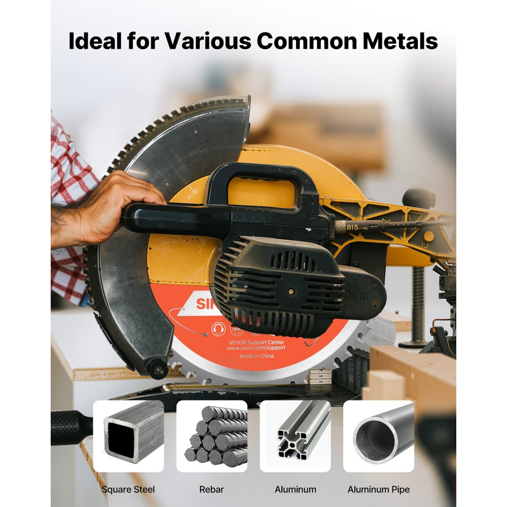VEVOR Circular Saw Blade, 185 mm Diameter, 48 Sharp Alloy Teeth, 15.875 mm Arbor, Fine Finish, Metal Cutting Blade for Circular Saw, with Noise-Reducing Heat Vents, for Cutting Steel and Aluminum