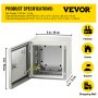 VEVOR NEMA stålskap, 20x20x15 cm NEMA 4X stål koblingsboks, IP66 vanntett og støvtett, utendørs/innendørs elektrisk koblingsboks