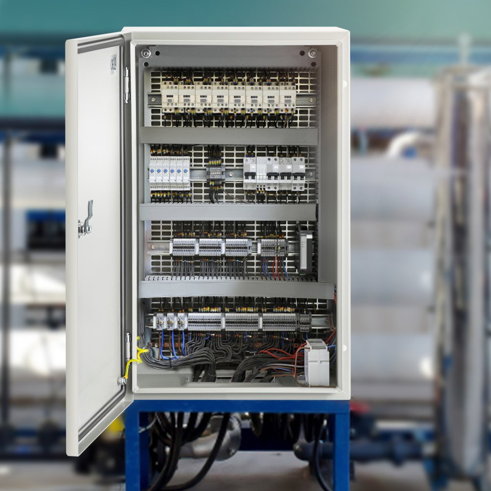 VEVOR NEMA stålskap, 50,8 x 30,5 x 25,4 cm NEMA 4X stål koblingsboks, IP66 vanntett og støvtett, utendørs/innendørs elektrisk koblingsboks, med monteringsplate