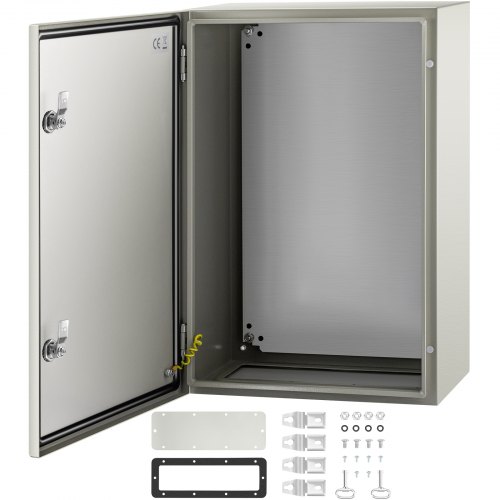 VEVOR NEMA stålskap, 60 x 40 x 25 cm, NEMA 4X stålkoblingsboks, IP66 vanntett og støvtett, elektrisk koblingsboks for utendørs/innendørs bruk, med monteringsplate