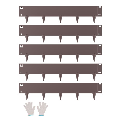 VEVOR stålkantlist, 5-pakninger 91 x 13 cm rustbestandig metallkantlist, bøyelig hagekantlist, kraftig plenkantlist, enkel å installere, blomsterbed gangstideler brun