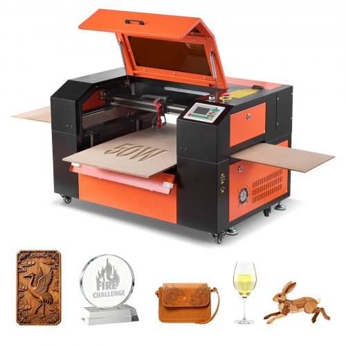 VEVOR 50W CO2-lasergravør, 500 x 300 mm, CO2-lasergravørkutter med 4-veis luftassistanse, graverings- og kuttemaskin, kompatibel med LightBurn CorelDRAW RDWorks, for tre, akryl og glass