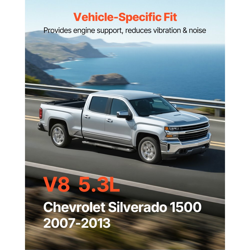 VEVOR Motormonteringssett, sett med 2, kompatibel med 2007–2013 Chevrolet Silverado 1500 5.3L V8, erstatter OE# A5365, A5365, sikker støtte, venstre og høyre foran fester