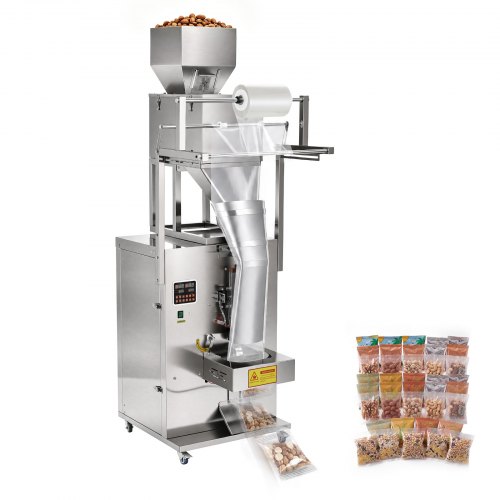 VEVOR pulverfyllings- og forseglingsmaskin, 10-999g automatisk partikkelgranulatpakkemaskin, rustfritt stål, intelligent veiing og forsegling, for kaffebønner, korn, te, krydder, sølv