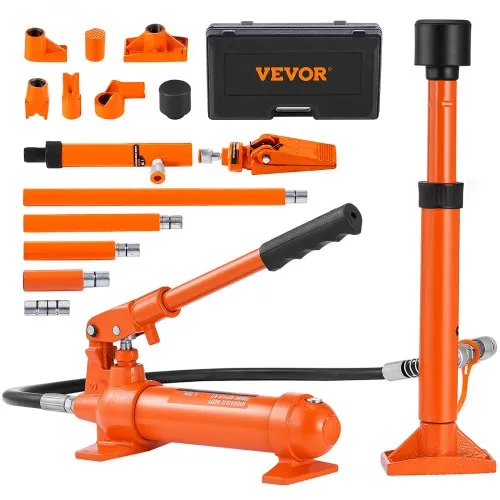 VEVOR hydraulisk biljekk med luftpumpe, 4 t, 125 mm slaglengde, rød, inkl. 80 / 130 / 210 / 415 mm forlengelsesstang, elektrostatisk pulversprøyting, bilreparasjon