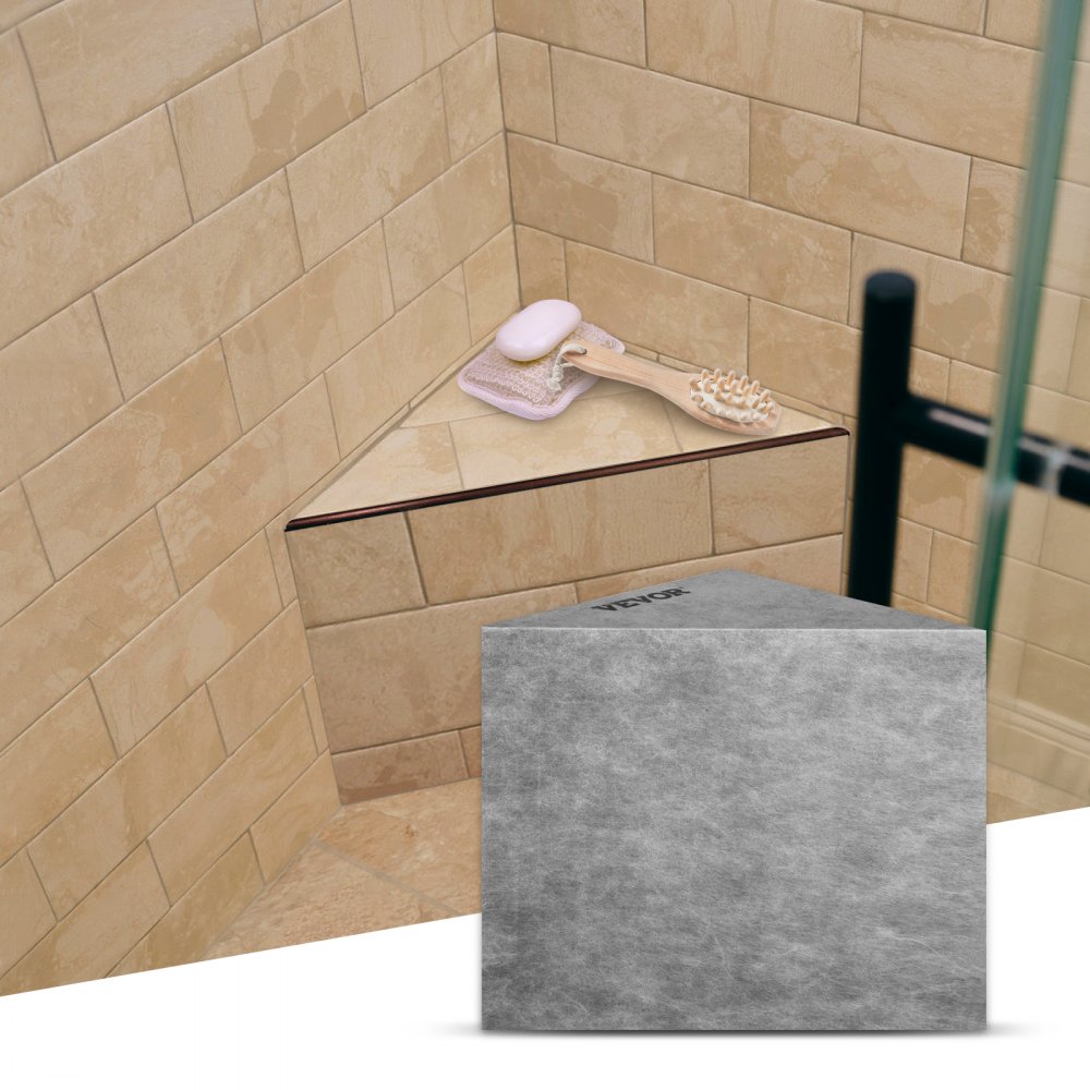 VEVOR Tile Shower Seat, 22.4" x 16" x 20" Ready To Tile Shower Seat, Factory Waterproof & 100% Leak Proof Tileable Shower Corner Seat, 440 lbs Load-bearing Triangular Board Shower Bench