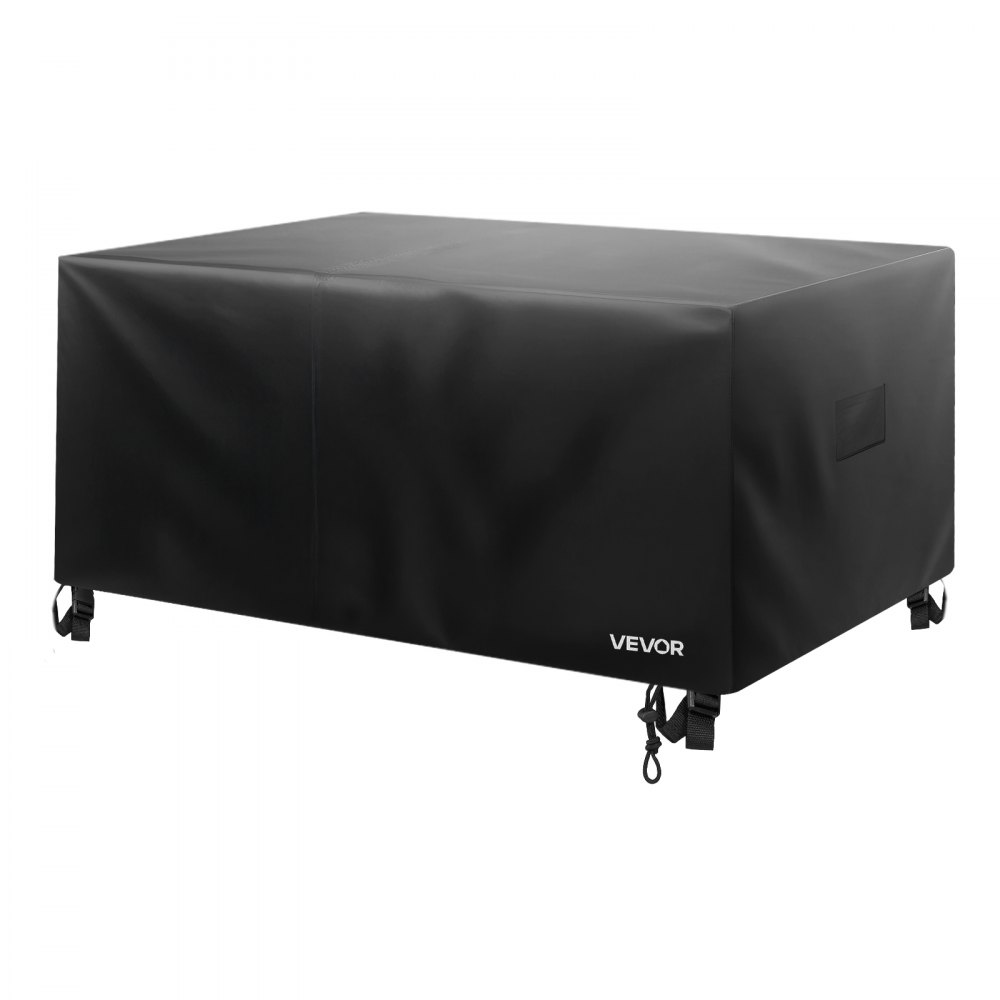 VEVOR trekk til utemøbler, 420D kraftig vanntett trekk til utendørs spisebord og stoler, stort firkantet trekk til utemøbler med luftventil for all slags vær, 188L x 188B x 71H cm, svart