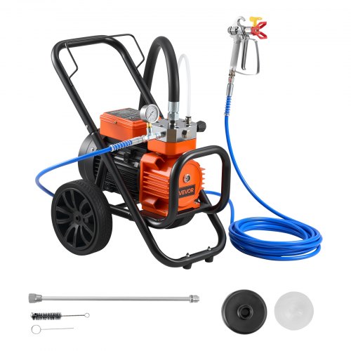 VEVOR membran luftfri malingssprøyte, 2000 W effektiv vognluftfri malingssprøyte, 3300 psi høyt trykk, med forlengelsesstang, rengjøringsnål og børste, for innendørs og utvendig sprøyting i hjemmet