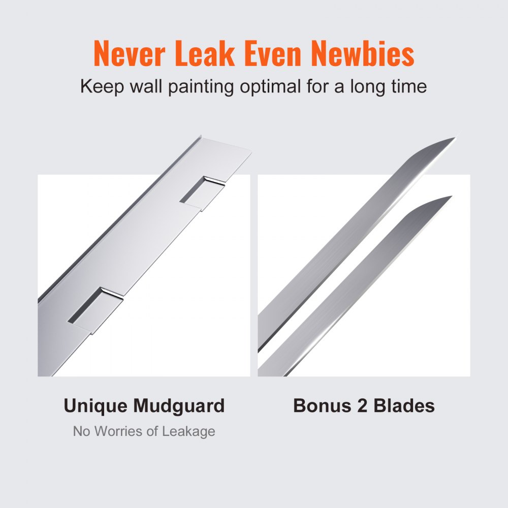 VEVOR gipsboks, flat boks, 25 cm bred, hurtigrengjøring, aluminiums etterbehandlingsboks for gipsplater, veggplater, gipsplater, bonusskjerm, 2 ekstra rustfrie stålblader (25/30 cm)