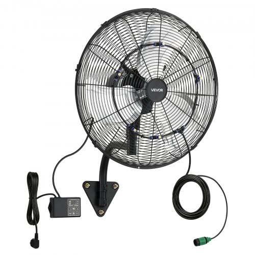 VEVOR Veggmontert Vifte, 505 mm Veggmontert Hengende Vifte med Oscillerende & Dugg, Fjernkontroll, IP44-klassifisert, 3 Trinn, 18T Timer, Temperaturkontroll, Kraftig for Industri, Kommersiell, Garasje, Verksted, Treningsstudio