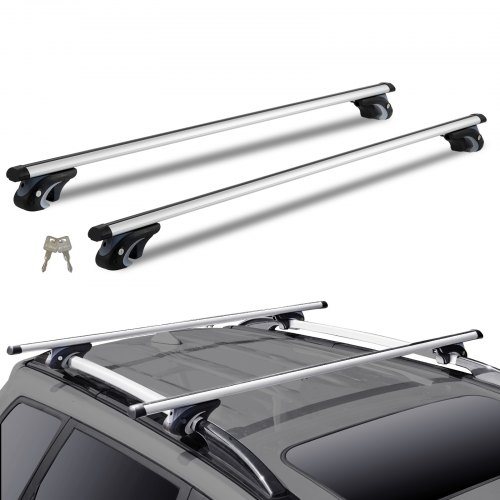 VEVOR universelt takstativ, aluminiums tverrstenger for biler, 90 kg lastekapasitet, for hevede sideskinner med mellomrom, egnet for takbjelke indre avstand 19–113 cm, rørdiameter 28–68 mm