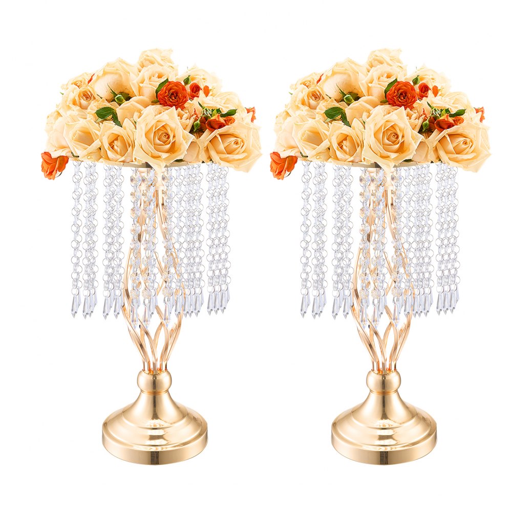 VEVOR 20 stk. 43 cm/16,9 tommer høy krystallblomsterstativ til bryllup, metallvase til bryllupssenter, gullblomsterholdere til blomsterutstilling, til bord, bryllupsmiddag, seremoni, bursdagsarrangementdekor