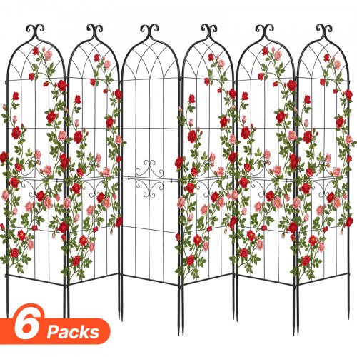 VEVOR Hageespalier, 180 x 52,5 cm roseespalier, 6-pakninger hageblomsterrosespalier med pulverlakkert overflate og praktisk låsedesign, plantestøtteespalier for blomster, grønnsaker, roser