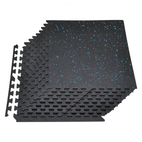 VEVOR Puslespillmatte, 24 deler treningsmatter, 610 x 610 x 10 mm, sett med EVA-skummatter med høy tetthet, myke gummifliser i sammenlåsende materiale, beskyttende gulvpolstring med blå prikker for hjemmegym og kontor