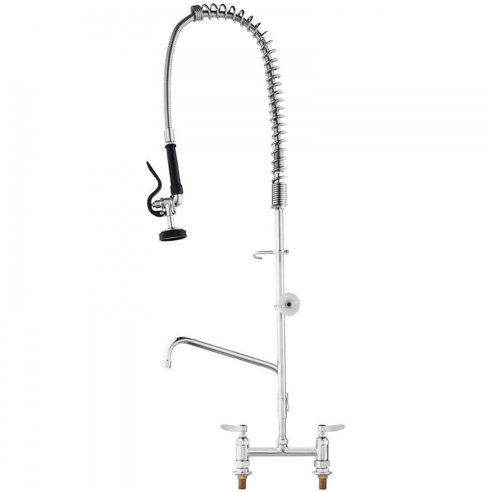 VEVOR kommersiell kran med forvaskspray, 112 cm høyde, 20 cm senter, 30 cm svingtut, kjøkkenkran for bunnmontering, messingkonstruksjon med nedtrekkbar spray, for 1/2/3-roms vask