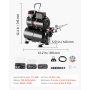 VEVOR Airbrush-sett, 1/6 hk, luftbørstesett med luftkompressor og tank, 3 profesjonelle airbrushes med dobbeltvirkende effekt og 3 tupper, slange, akrylmaling, 2 vifter, for kakedekorering, modellmaling, neglekunst