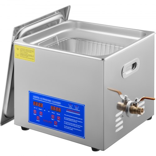 VEVOR 15L ultralydrengjøringsmaskin med varmeapparat 360W ultralydrenser i rustfritt stål Ultralydbad Ultralydrengjøringsenhet for briller, smykker, proteser, mynter etc.