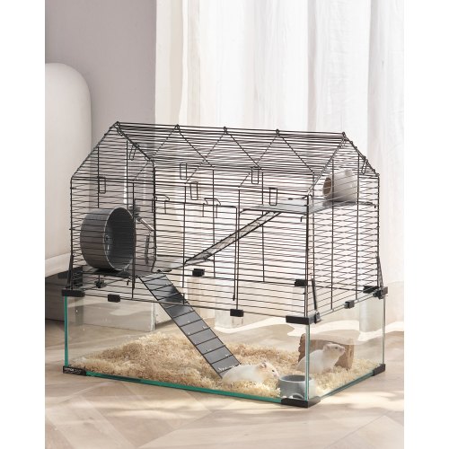 VEVOR Hamsterbur, 360° visning gjennomsiktige hamsterhabitater, smådyrbur, 22,8 x 15 x 21,3 tommer, ventilerte musebur med vannflaske, bærbart hamsterhus for rotter, marsvin