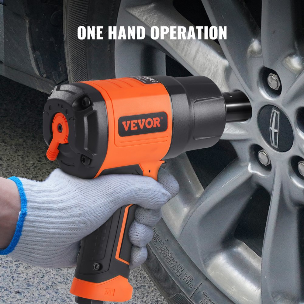 VEVOR 1.27 cm Air Impact Wrench, High Torque Up to 1898.15 N·m, Lightweight 2.1 kg Design Pneumatic Impact Gun with 11-PCS 1.27 cm Drive CR-V Steel Impact Socket Set & Carrying Case