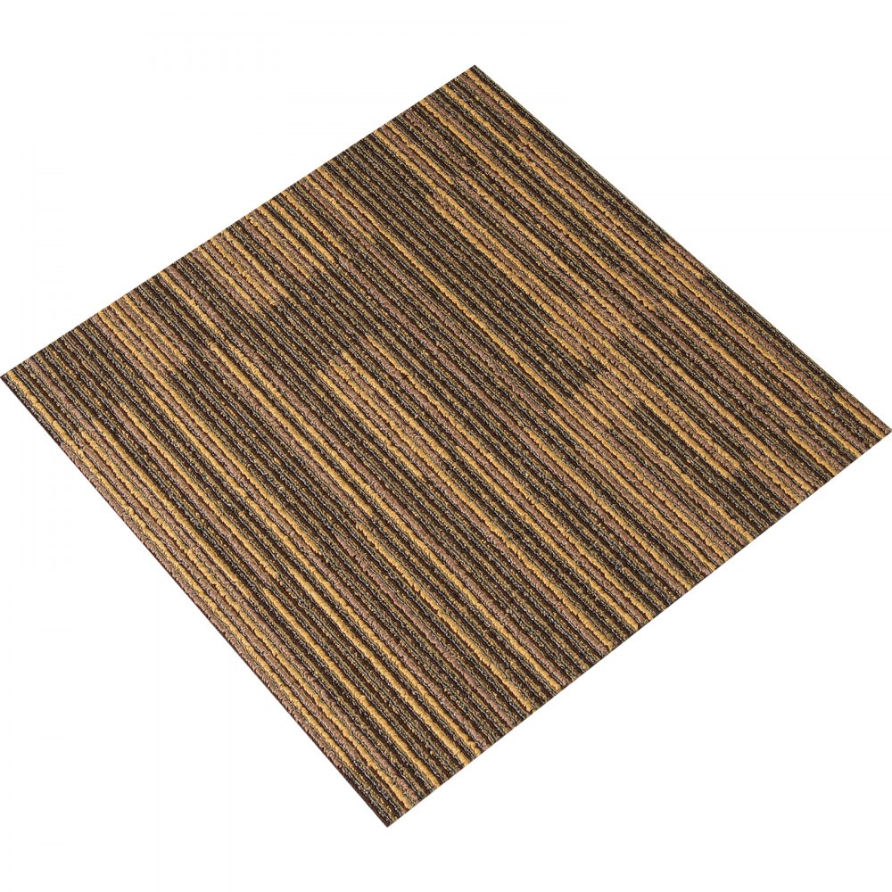VEVOR Teppefliser Gjenbrukbare, 20"x 20" Teppekvadrater Med Polstring Påført, Myke Polstrede Teppefliser, Enkel Montering Gjør-det-selv For Soverom Stue (12 Fliser, Blandet Brun)