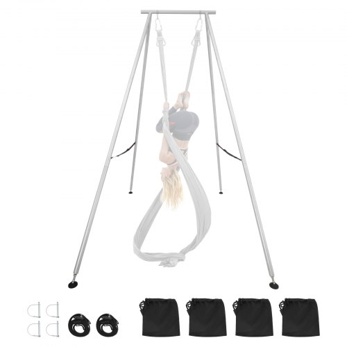 VEVOR Yogastativramme, 3m langt svingstativ, maks 250 kg belastning, trekantet luftrigg, luftstativer i silke for yogaentusiaster, sklisikker base, lett, avtakbar design