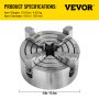 VEVOR K72-125 5-tommers dreiebenkchuck Uavhengig vendbar kjeve 125 mm metalldreiemaskintilbehør for mini-metalldreiebenkmaskin 4-kjeve dreiebenkchuck