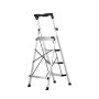 VEVOR 4 Step Ladder, Folding Step Stool with Wide Anti-Slip Pedal and Comfort Handgrip, 150 kg Capacity Portable Aluminum Stepladder, Multi-Use for Kitchen, Home, Warehouse and Office, Silver