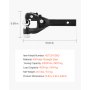 VEVOR Pintle Hook, 9000 kg, Pintle Hook-kobling for 2-tommers koblingskobling, militær mottaker, kombinasjon 2-5/16-tommers koblingskule, passer til 2,5 til 3-tommers Lunette-ring, 15,6-tommers lengde, svart pulverlakkering