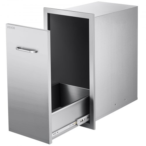 VEVOR søppelskuff til utendørs kjøkken, 33,5 cm B x 49,6 cm D x 61 cm H Innvendig oppbevaring, flerbruksskuffer til utendørs kjøkken i rustfritt stål, maks. kapasitet per etasje på 22,5 kg, for utendørs grill- og kjøkkenøyer