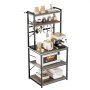 VEVOR Kitchen Bakers Rack, 600 mm Width Bakers Rack, Kitchen Stand with X-Shaped Support Bar, 12 S-Shaped Hooks, Double-Layer Top Shelf, Coffee Bar Stand for Dishes & Bowls, Spice Bottles