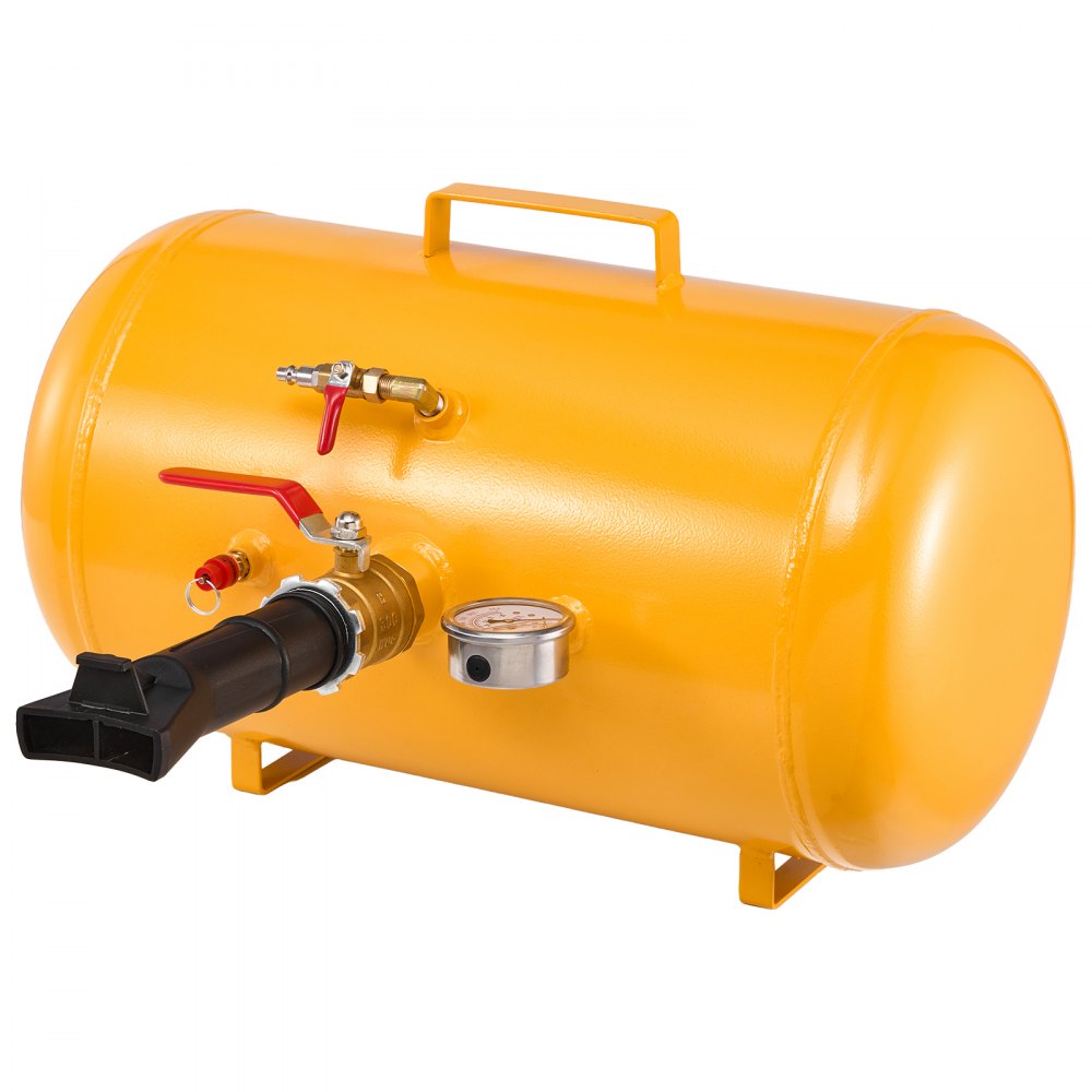 VEVOR luftdekkperleblåser, 10 gallon / 37,9 l, kraftig dekkperleblåserverktøy, 87–116 psi driftstrykk, luftavtrekker for setepumpe for ATV, traktor, pickup, lastebil, jeep, bobil, UTV, gul