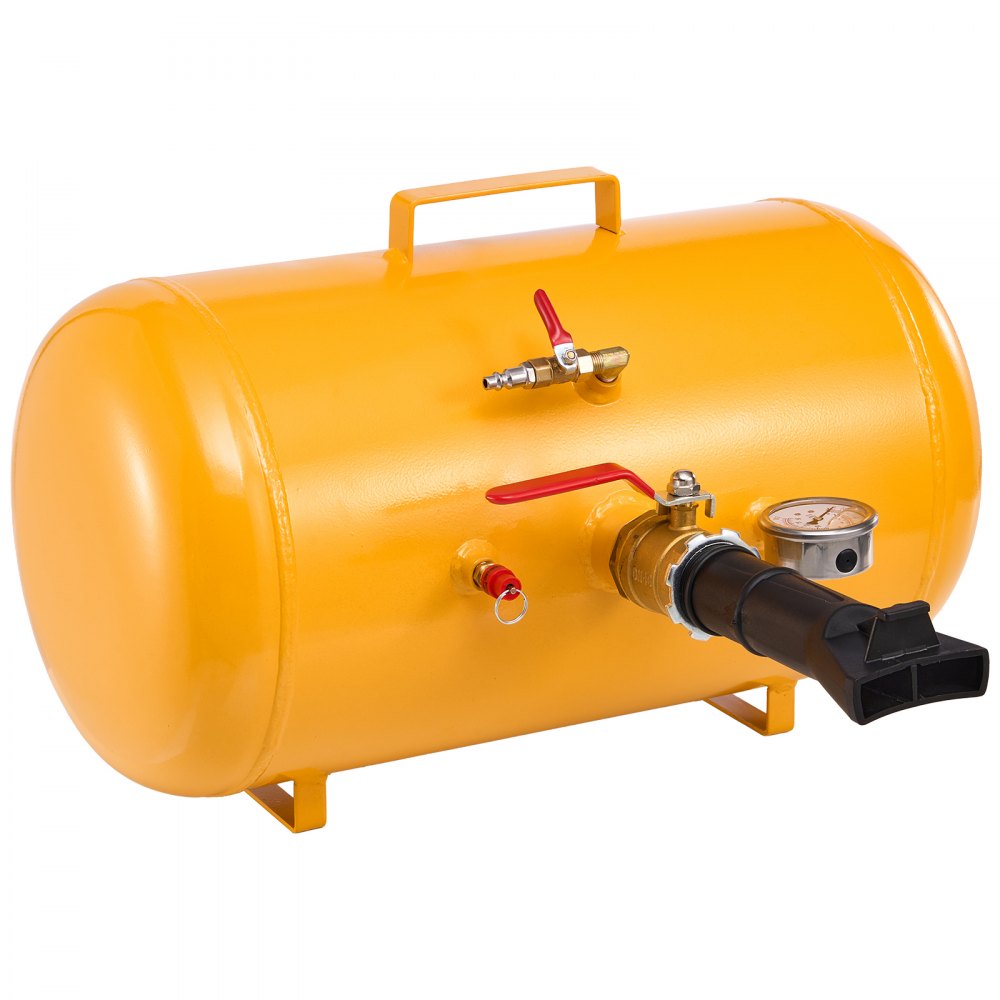 VEVOR luftdekkperleblåser, 10 gallon / 37,9 l, kraftig dekkperleblåserverktøy, 87–116 psi driftstrykk, luftavtrekker for setepumpe for ATV, traktor, pickup, lastebil, jeep, bobil, UTV, gul