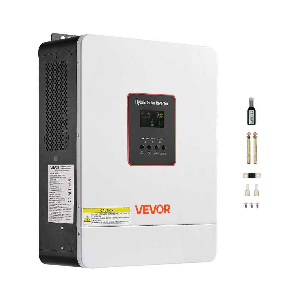 VEVOR 4000W hybrid solcelleomformer, 24V DC til 230V AC, ren sinusbølge-omformerlader, med innebygd 120A MPPT solcellekontroller, WiFi-modul, enfase, for blysyrelitiumbatterier utenfor strømnettet