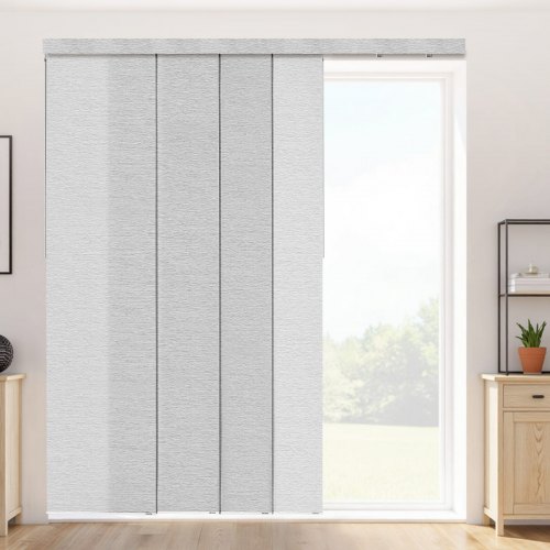VEVOR Panelgardiner, Uttrekkbar skinne fra 116 cm til 218 cm B, Trimbare panelgardiner opptil 243 cm H, Justerbare vertikale panelgardiner for skyvedører, terrassedører, Romdeler, Vindu, Grå