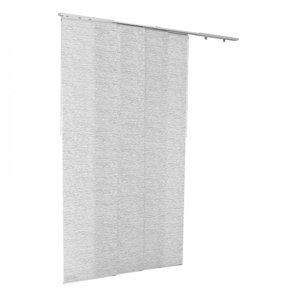 VEVOR Panelgardiner, Uttrekkbar skinne fra 116 cm til 218 cm B, Trimbare panelgardiner opptil 243 cm H, Justerbare vertikale panelgardiner for skyvedører, terrassedører, Romdeler, Vindu, Grå