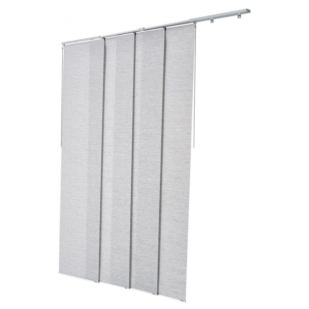VEVOR Panelgardiner, Uttrekkbar skinne fra 116 cm til 218 cm B, Trimbare panelgardiner opptil 243 cm H, Justerbare vertikale panelgardiner for skyvedører, terrassedører, Romdeler, Vindu, Grå