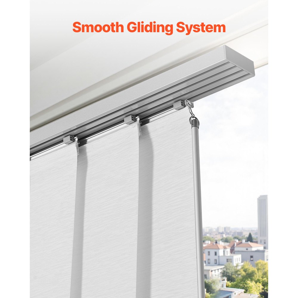 VEVOR Panelgardiner, Uttrekkbar skinne fra 116 cm til 218 cm B, Trimbare panelgardiner opptil 243 cm H, Justerbare vertikale panelgardiner for skyvedører, terrassedører, Romdeler, Vindu, Hvit