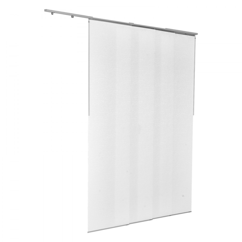 VEVOR Panelgardiner, Uttrekkbar skinne fra 116 cm til 218 cm B, Trimbare panelgardiner opptil 243 cm H, Justerbare vertikale panelgardiner for skyvedører, terrassedører, Romdeler, Vindu, Hvit