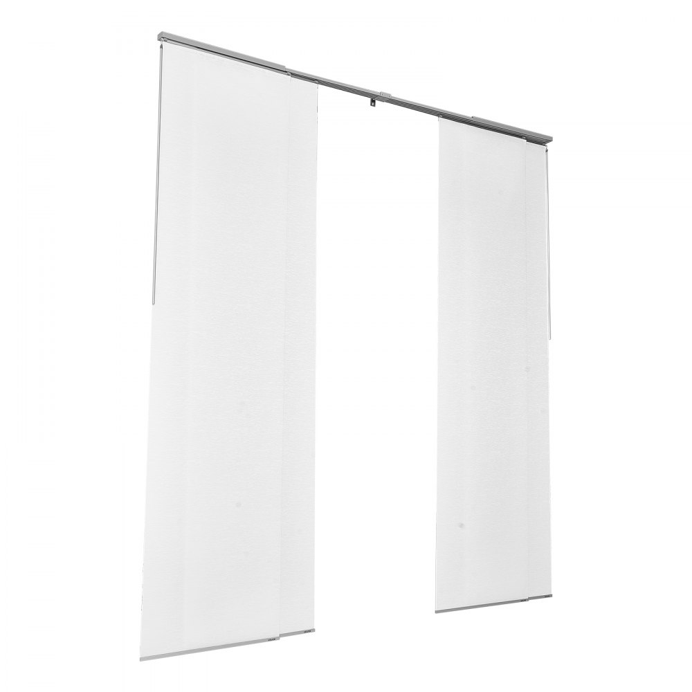VEVOR Panelgardiner, Uttrekkbar skinne fra 116 cm til 218 cm B, Trimbare panelgardiner opptil 243 cm H, Justerbare vertikale panelgardiner for skyvedører, terrassedører, Romdeler, Vindu, Hvit