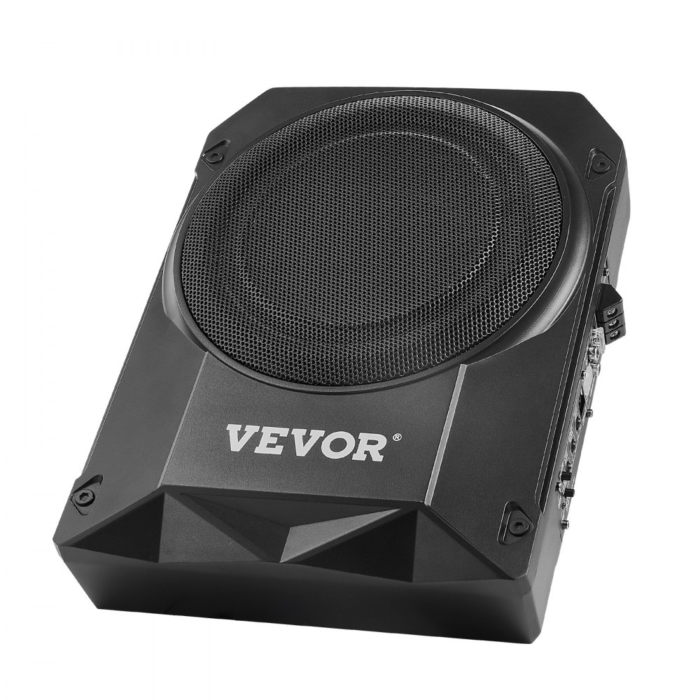 VEVOR 10" 400W subwoofer for undersetet, tynne, drevne subwoofere for undersetet, innebygd forsterker for lavprofilsubwoofer, høy-/lavnivåinngang og volumkontroller for SUV-er, bil, lastebil, bobil