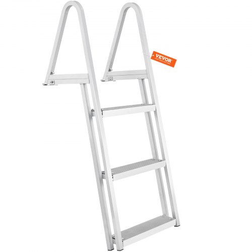 VEVOR Dokkstige, avtakbar 3 trinn, 145 kg lastekapasitet, pontongbåtstige i aluminiumslegering med 10 cm bredt trinn og sklisikker pedal, enkel å installere for ombordstigning på skip/innsjø/basseng/marinebåter