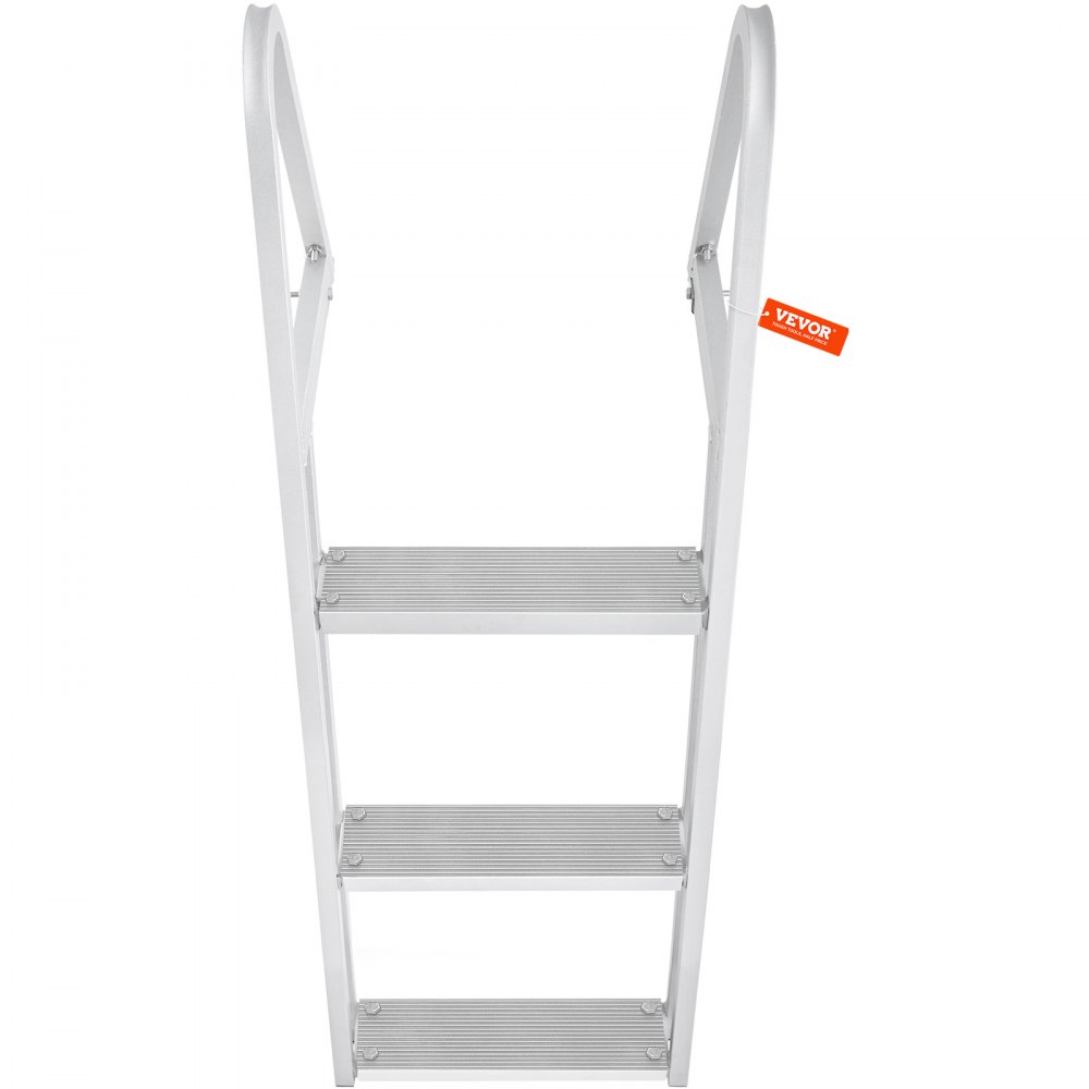 VEVOR Dock Ladder, Removable 3 Steps, 350 lbs Load Capacity, Aluminum Alloy Pontoon Boat Ladder with 4'' Wide Step & Anti-Slip Design Pedal, Easy to Install for Ship/Lake/Pool/Marine Boarding