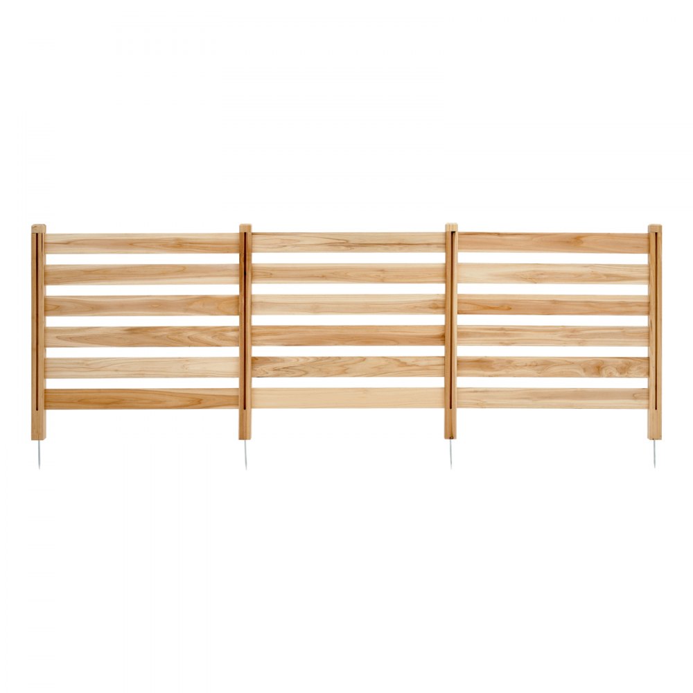 VEVOR Wood Privacy Fence, 36" W x 36" L, 3 Panel Slatted Air Conditioner Fence Screen, Pool Equipment Enclosure with Metal Stakes, Easy DIY Installation, Outdoor Trash Can Hider for Garden Decoration