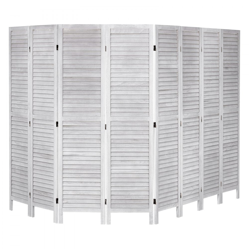 VEVOR Wood Room Divider, 8 Panel Wood Folding Privacy Screen, 66.9 Inches Tall Indoor Louvered Wooden Partition, Portable Decoration Screen, for Room Separation, Home, Office, Restaurant & Bedroom