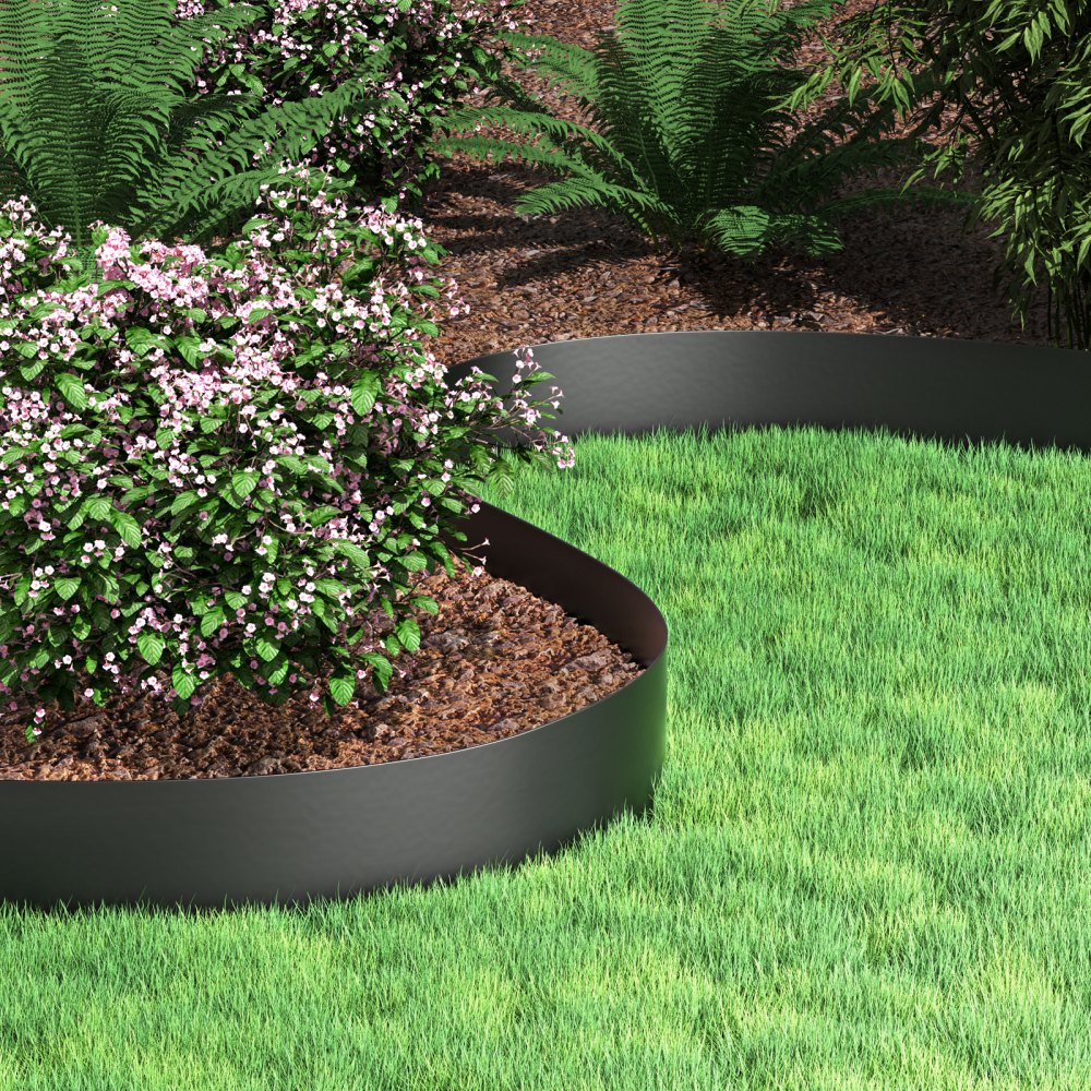 VEVOR landskapskant, 25 cm dybde, 91 m total lengde, resirkulert HDPE-spiralformet terrassebord, fleksibel bøykant for landskapsarbeid, plen, hage, uteplass, mot inntrengende ugress, svart
