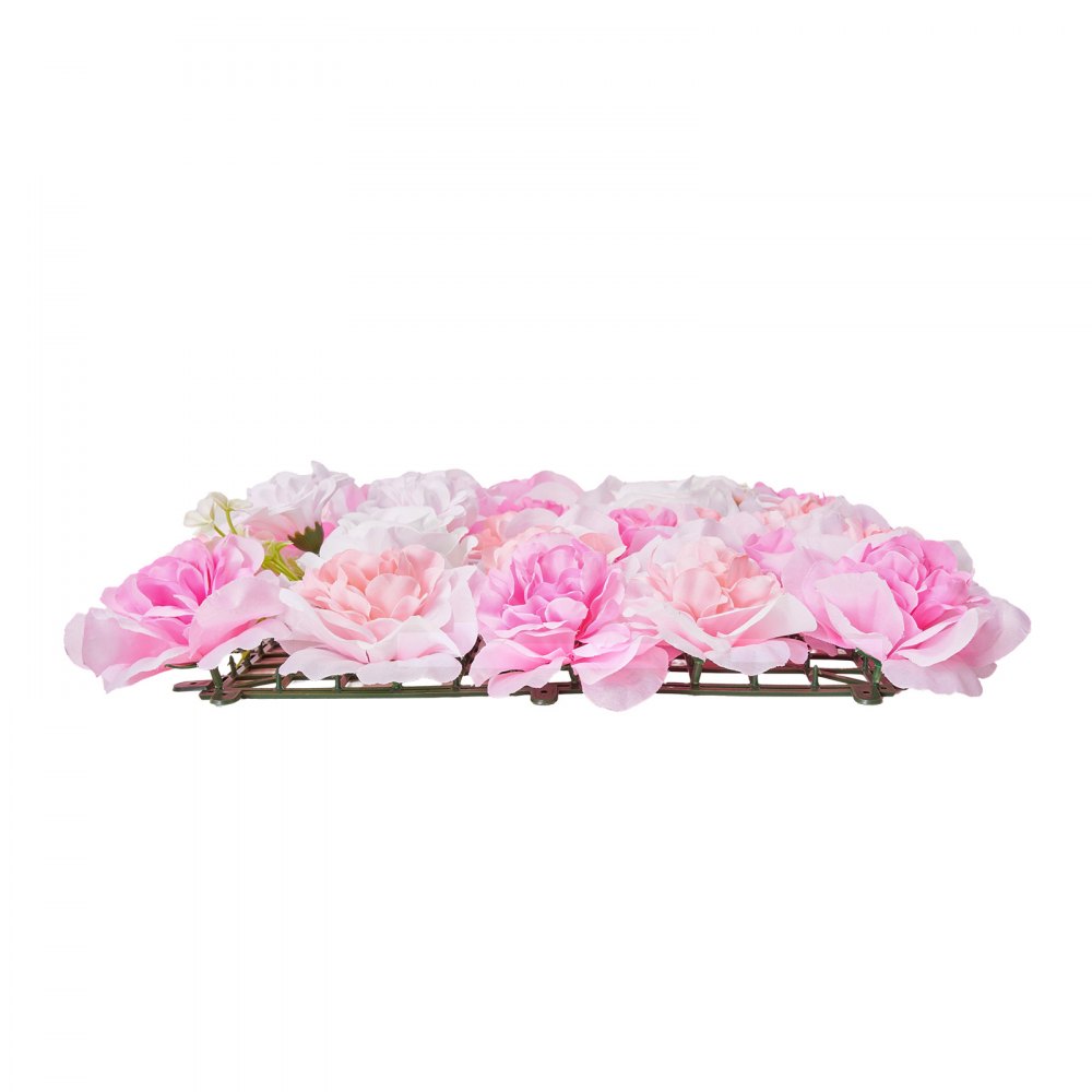 VEVOR 3D-blomsterveggpanel, 12 stk. 15 x 15 tommer, kunstig blomsterveggbakgrunnsnettmatte, sømløs design og enkel installasjon for bryllup, valentinsdag, hjem, babyfest, bakgrunnsdekor, rosa