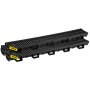 VEVOR Trench Drain System, Channel Drain with Plastic Grate, 145x79MM HDPE Drainage Trench, Black Plastic Garage Floor Drain, 3x39 Trench Drain Grate, with 3 End Caps, for Garden, Driveway-3 Pack