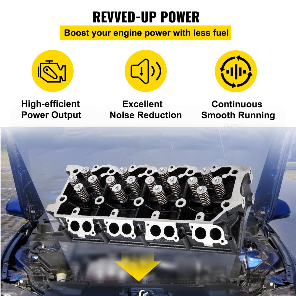 VEVOR Cylinder Head Assembled, Engine Cylinder Head Assembly Replacement 6.4L, Cast Iron Cylinder Head Fit for 08-10 Ford F250 F350 F450 F550