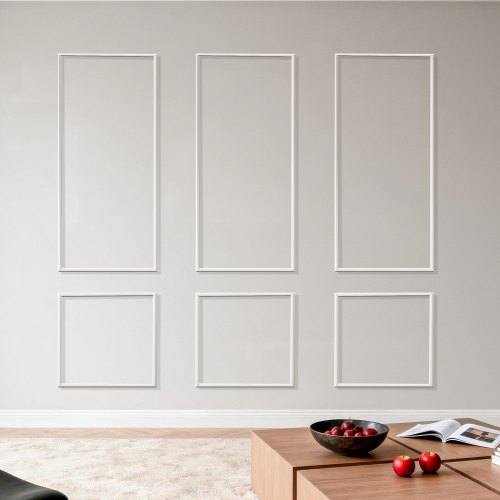 VEVOR vegglister 3-pakning, panelsett for brystpaneler, lett, malbar polystyren, enkel å montere, vanntett aksentvegglist for interiørdekor stue, soverom, hvit (61x137 + 61x61 cm)